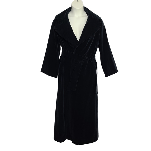 Vintage Surrey Classics Velvet Coat 12 Black Long Opera Steampunk Glam Goth - Picture 1 of 7
